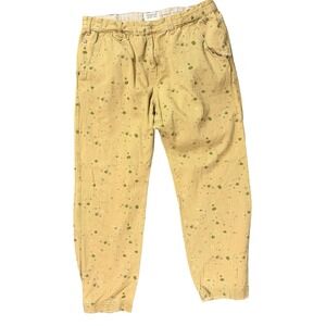 Parish Nation Mens Tan Paint Splatter Denim Pants Tapered Streetwear Size 36x31